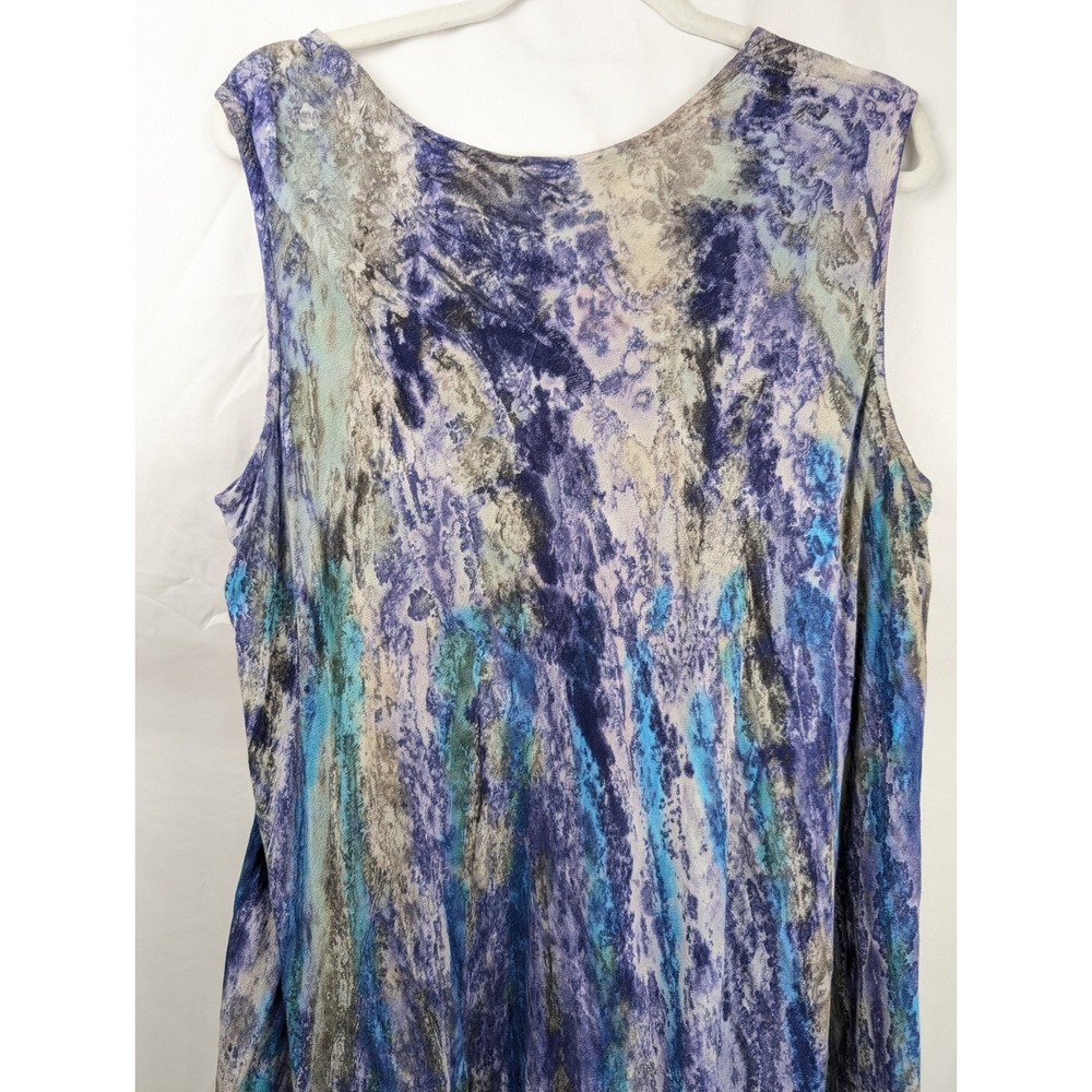Y2K Earthy Tie Dye Floral Embroidered Dress Blue Purple Boho Hippie Indie Grunge - Picture 8 of 10